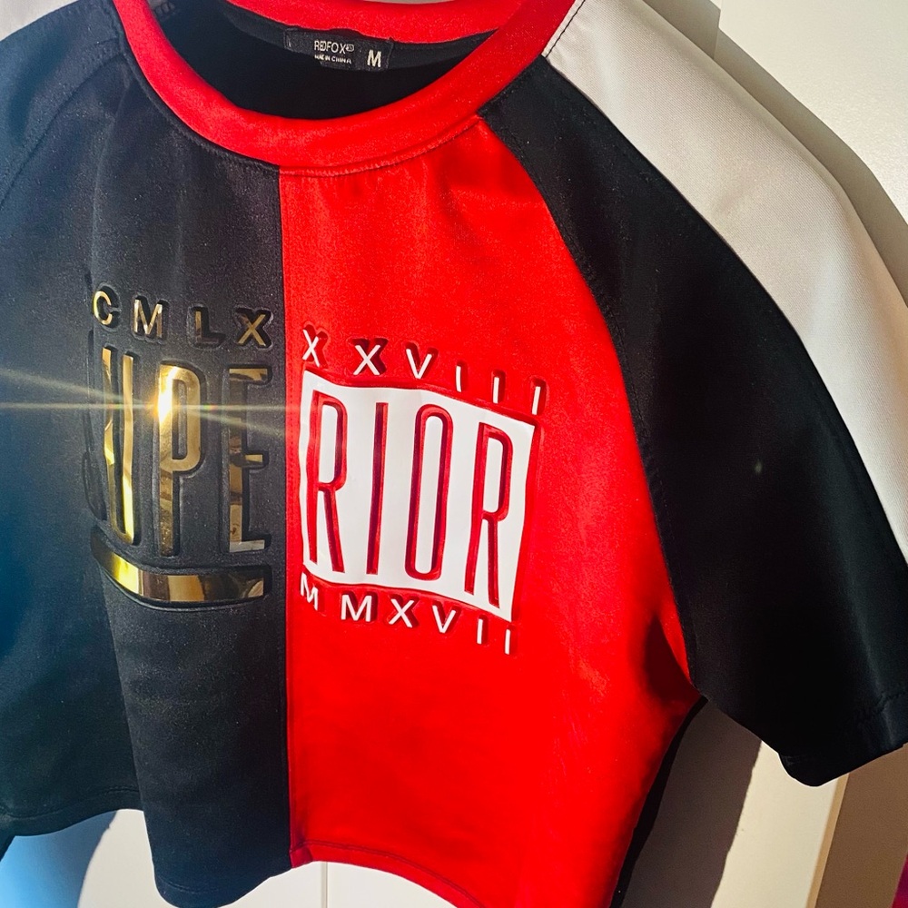 Reebok Red and Black Short Sleeve Tee with Urban Graphic